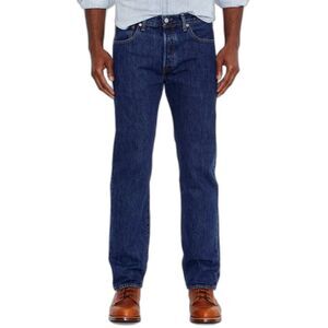 Levi’s 501 Blue Dark Wash Classic Button Fly Reg Fit Straight Leg Jeans 36 X 34